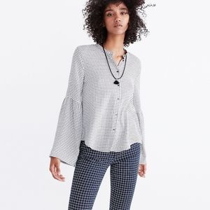 Madewell black and white plaid flannel top